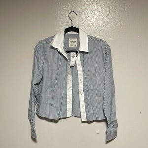 Abercrombie&Fitch Oversized Blue and white striped button down shirt